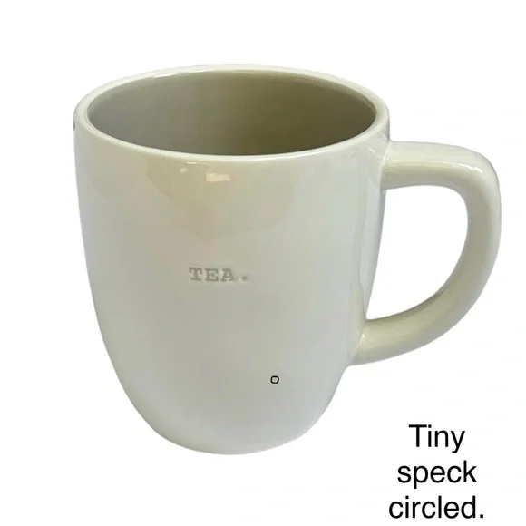 Rae Dunn TEA Mug White Gray Letters and Interior Dimples NWT 2017 OG - Picture 4 of 13